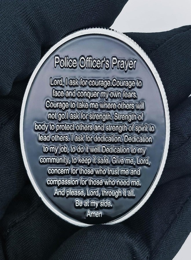Glamtune Police Officer's Prayer Challenge Coin Thin Blue Line Law Enforcementcoins Coins Inspirational Gift - Image 5